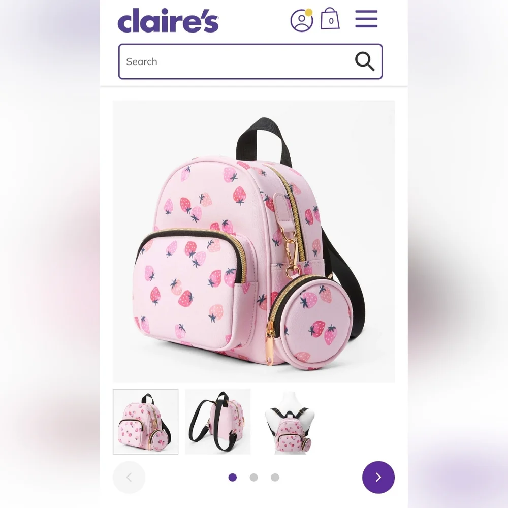 Pink Adorable Strawberry Backpack Claire's